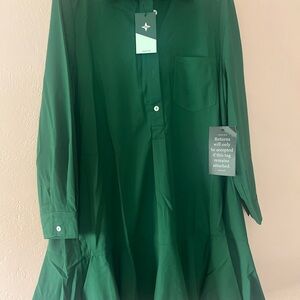 Tuckernuck green Crepe Callahan Shirt Dress long sleeve ruffle button XXL